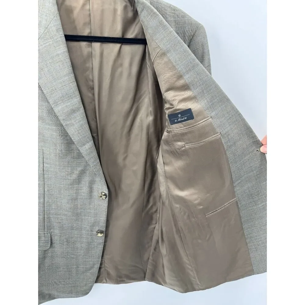 ERMENEGILDO ZEGNA Gray Plaid 2 Button 100% Wool 15 MilMil 15 Blazer 44R 54R EUR